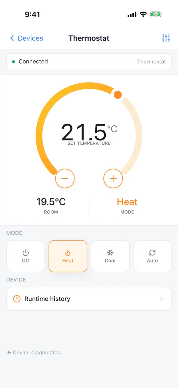 Controls that open after pairing