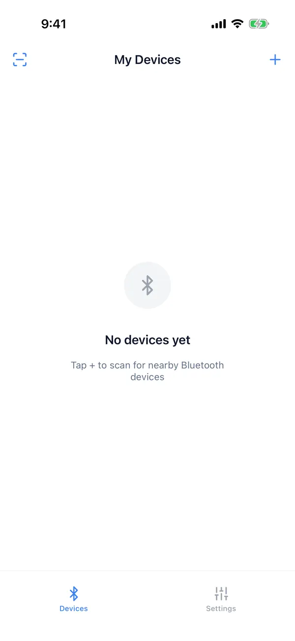 My Devices, with the scan icon at the top left